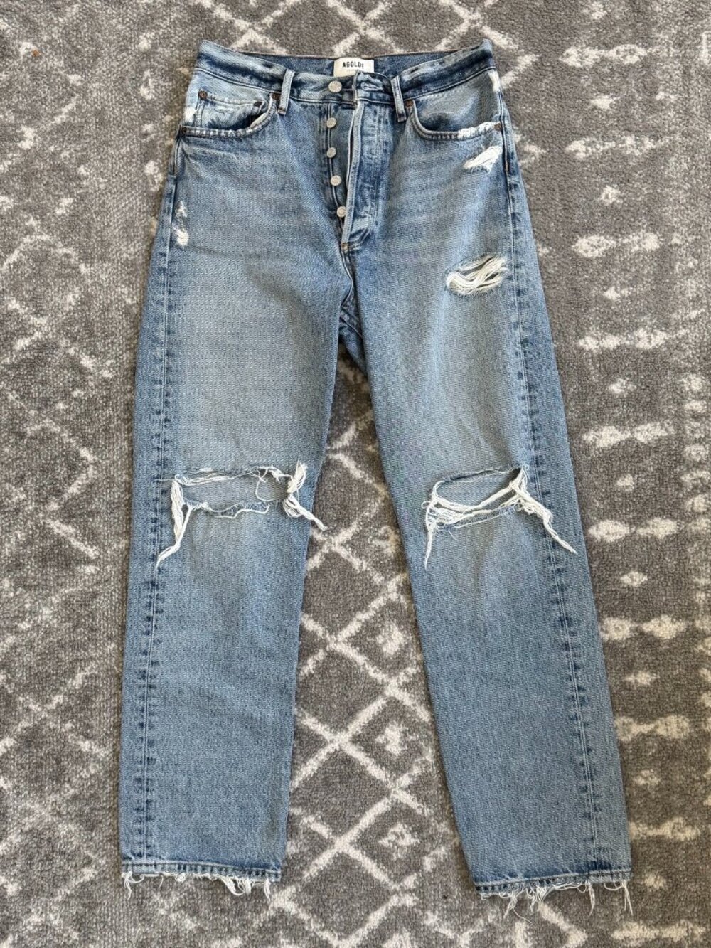 Agolde Straight Distressed Jeans, Size 26